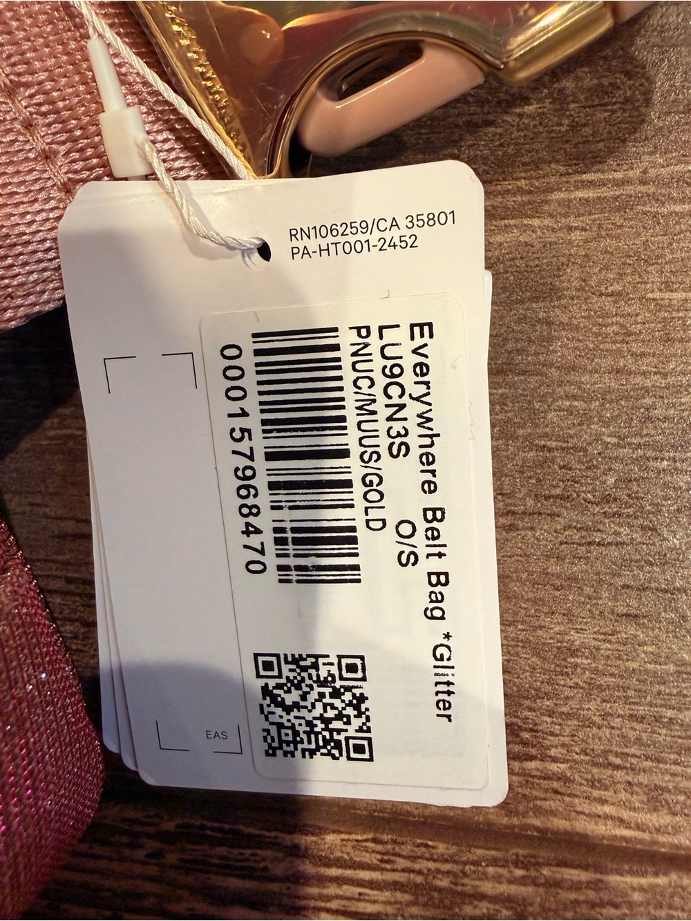 New with tags Lululemon Everywhere Belt Bag *Glitter in a pretty pink/rose gold - Picture 4 of 5